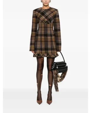 Acne Studios チェック柄リボンディテールのドレス - ブラウン - サムネイル2