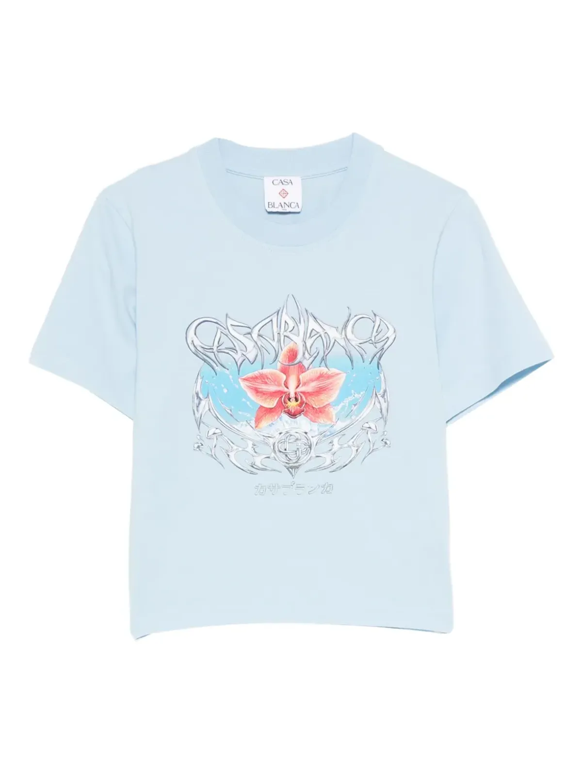 Casablanca オーキッド柄プリント コットン Tシャツ - 画像1