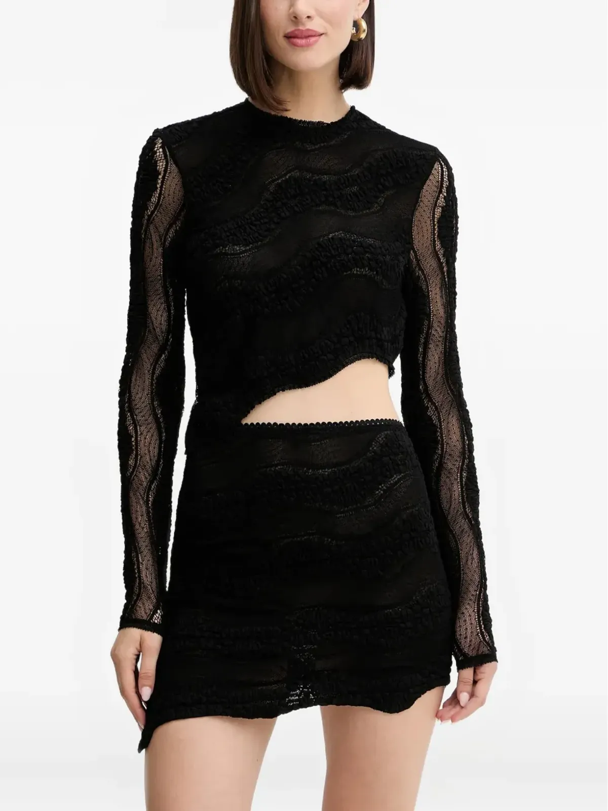 Charo Ruiz Ibiza カットアウト アシンメトリック レース Tシャツ - 画像1