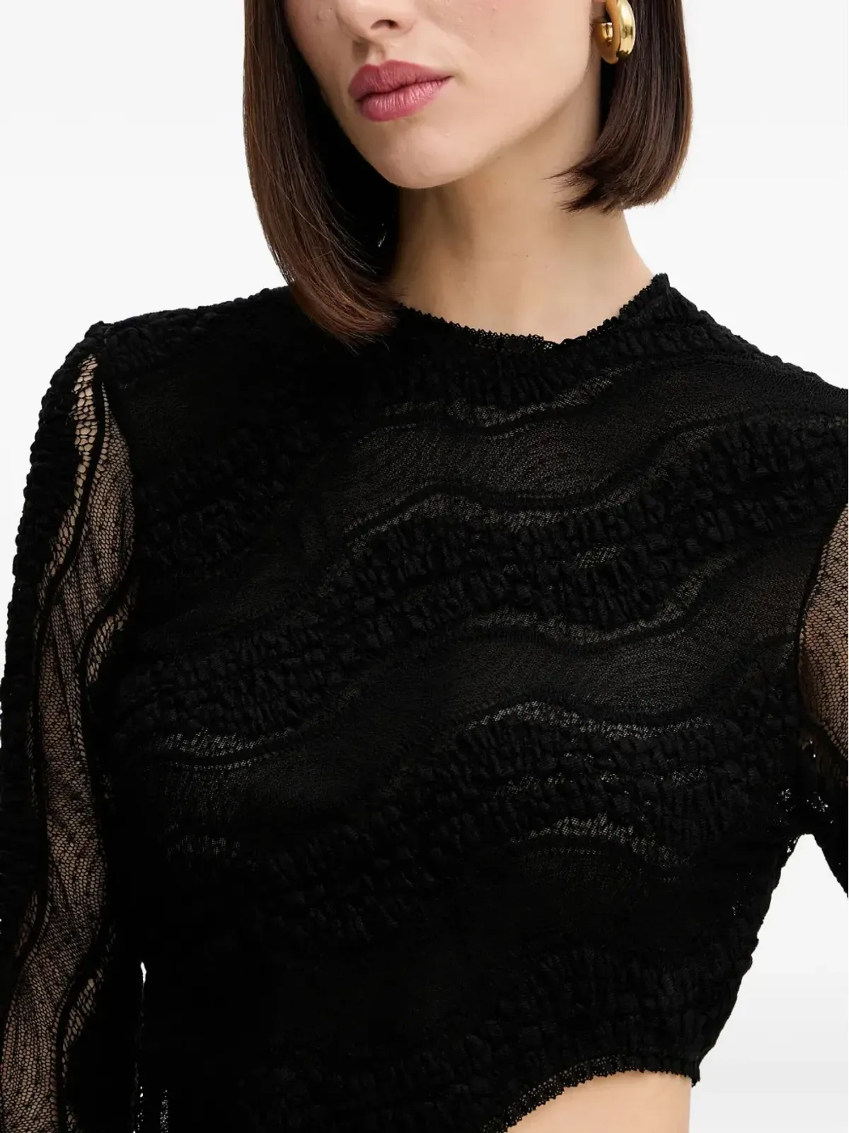 Charo Ruiz Ibiza カットアウト アシンメトリック レース Tシャツ - 画像4