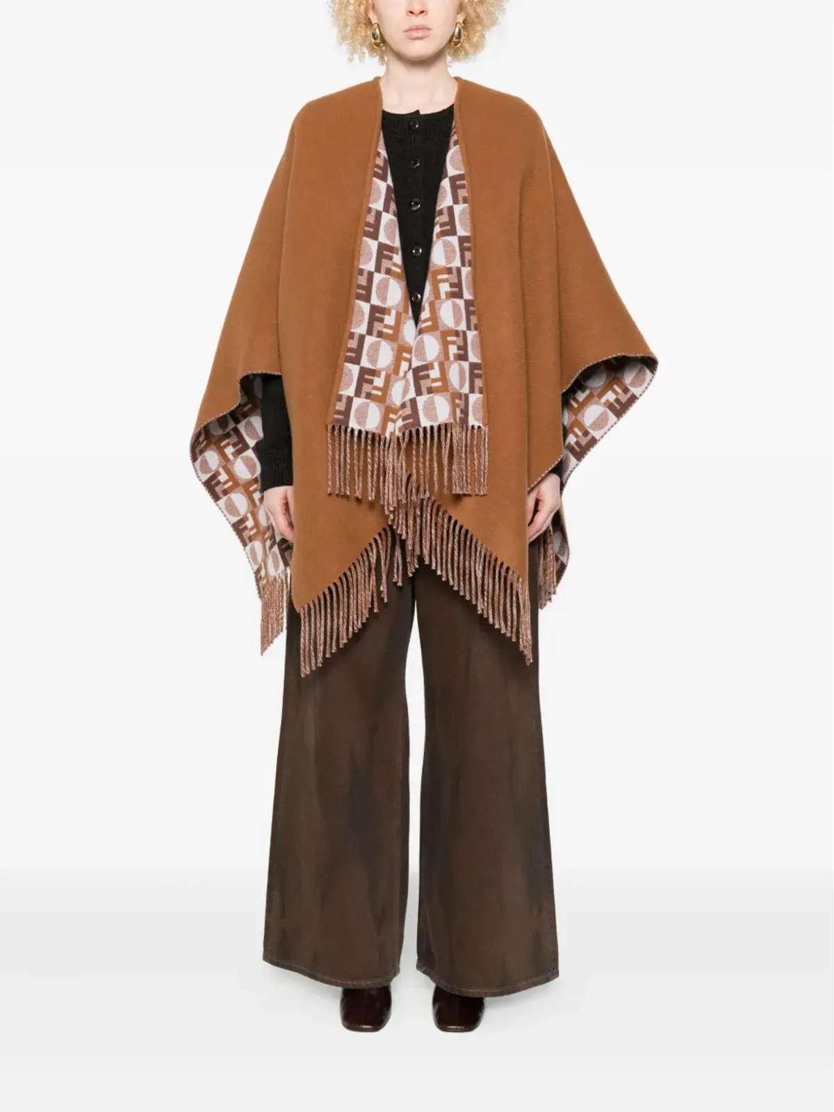 FENDI フリンジディテール ケープ - 画像2