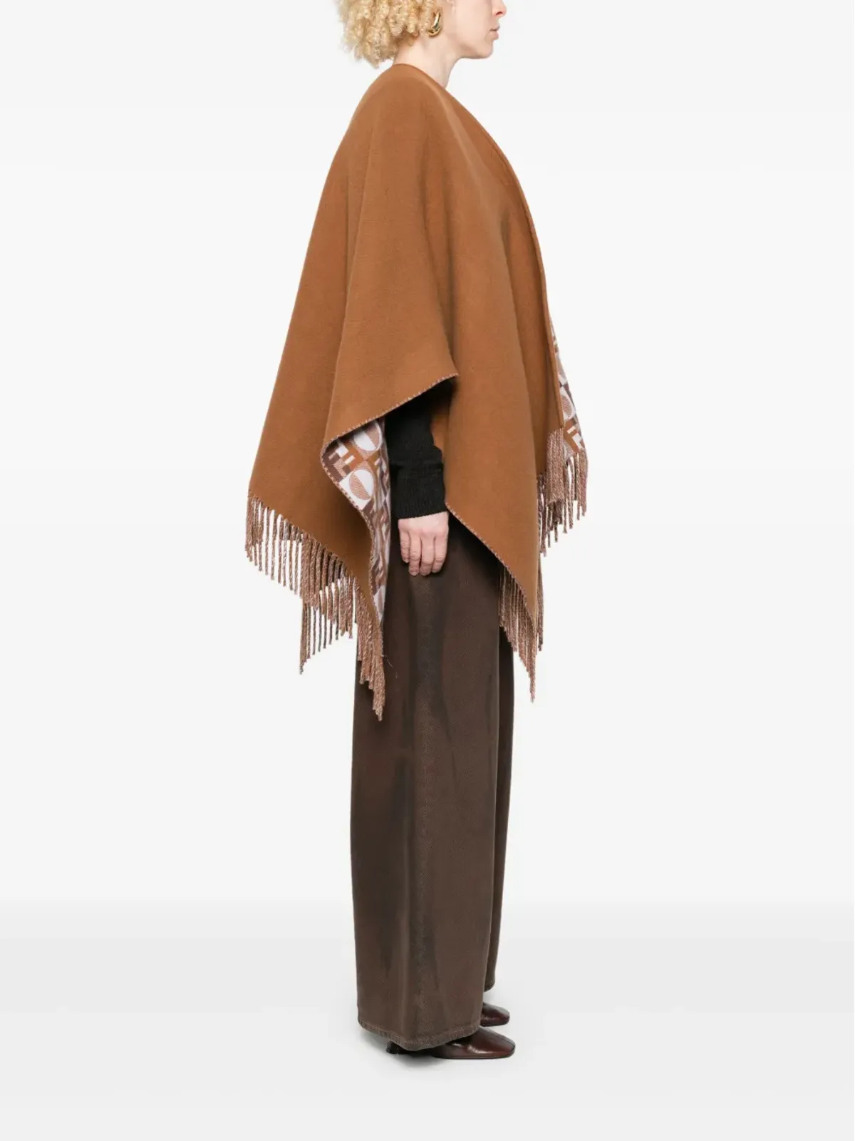 FENDI フリンジディテール ケープ - 画像3