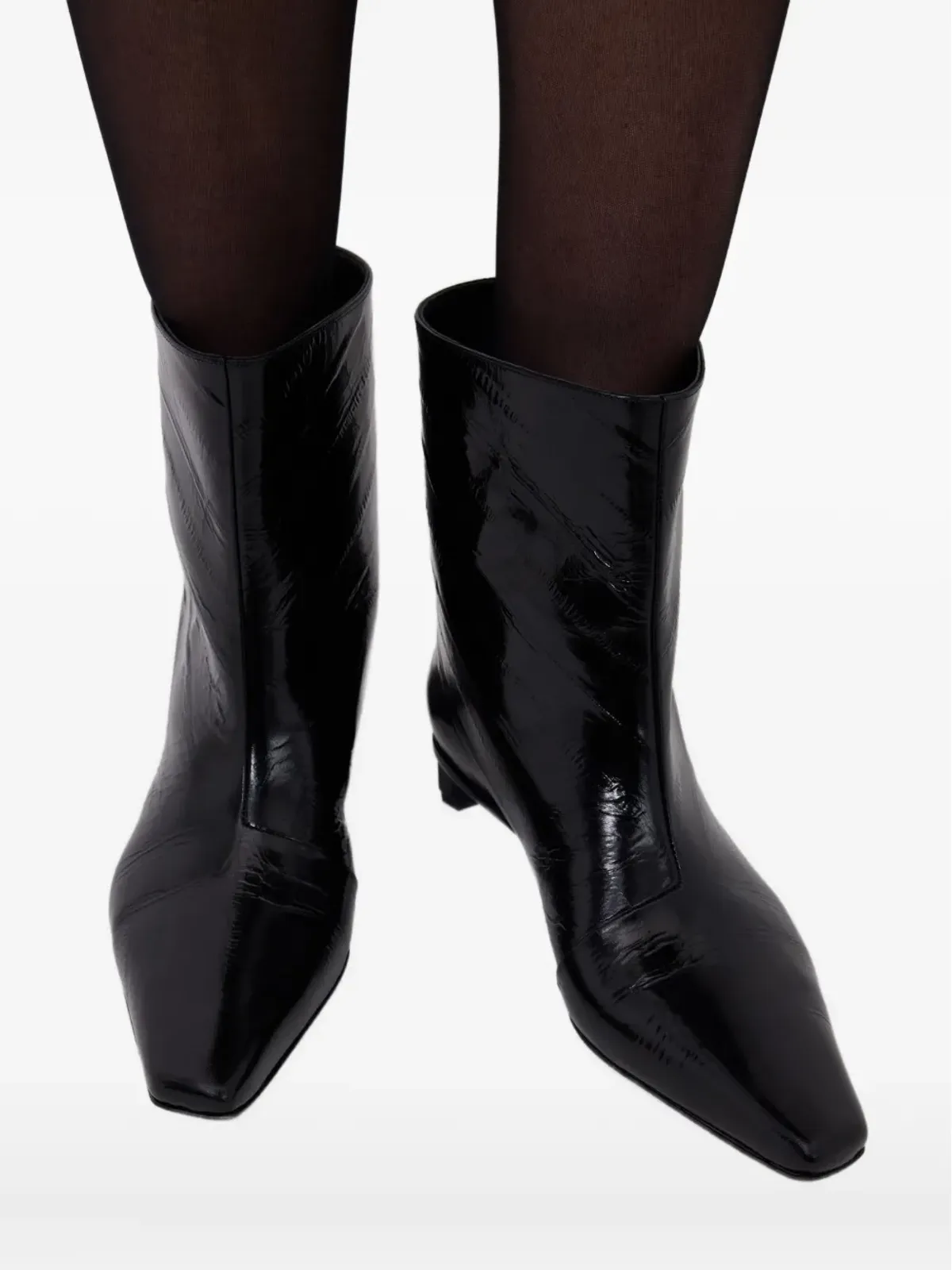 LouLou de Saison 35mm Iman eel-effect leather beveled-toe boots - Black - 画像5