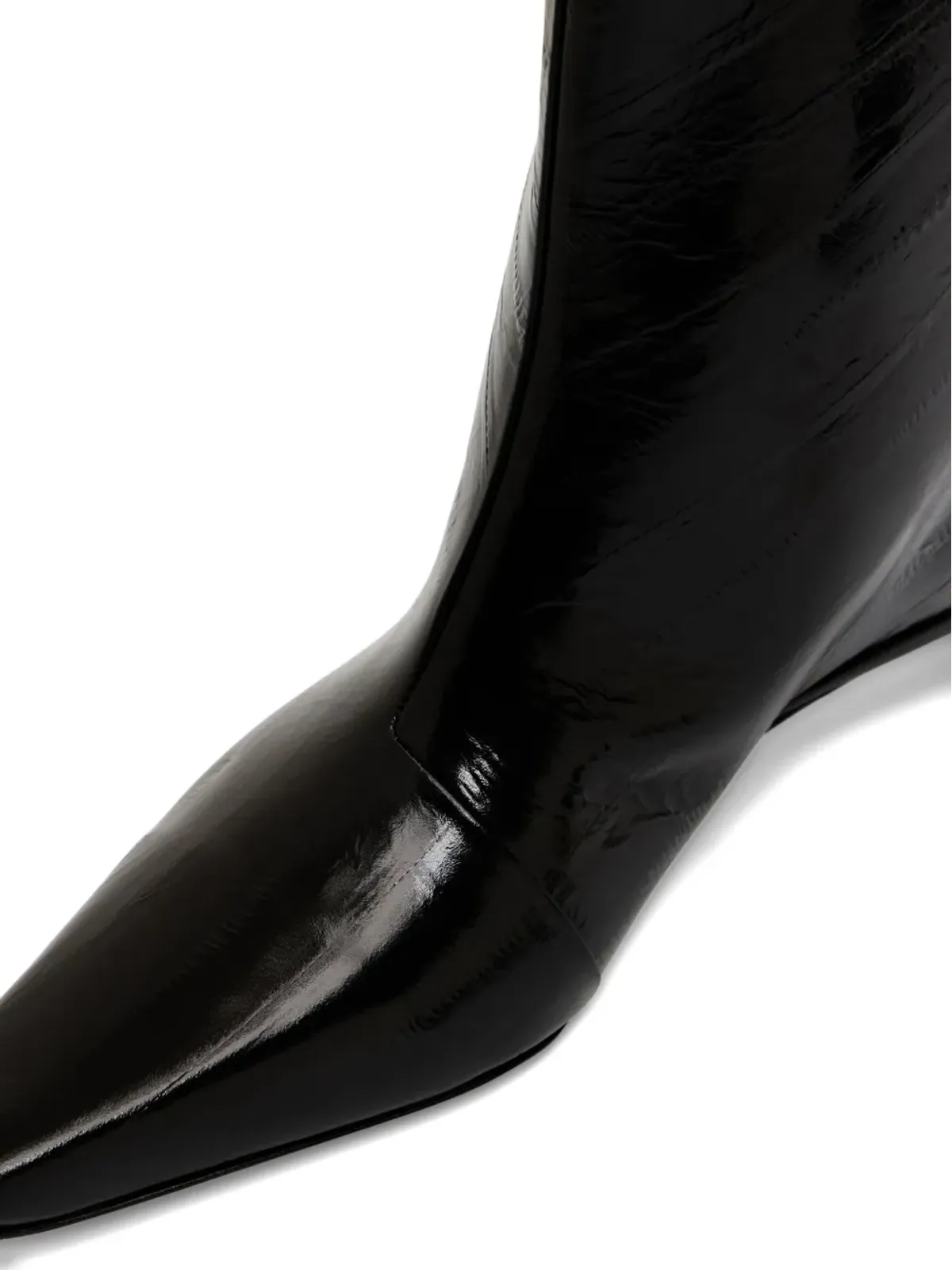 LouLou de Saison 35mm Iman eel-effect leather beveled-toe boots - Black - 画像2