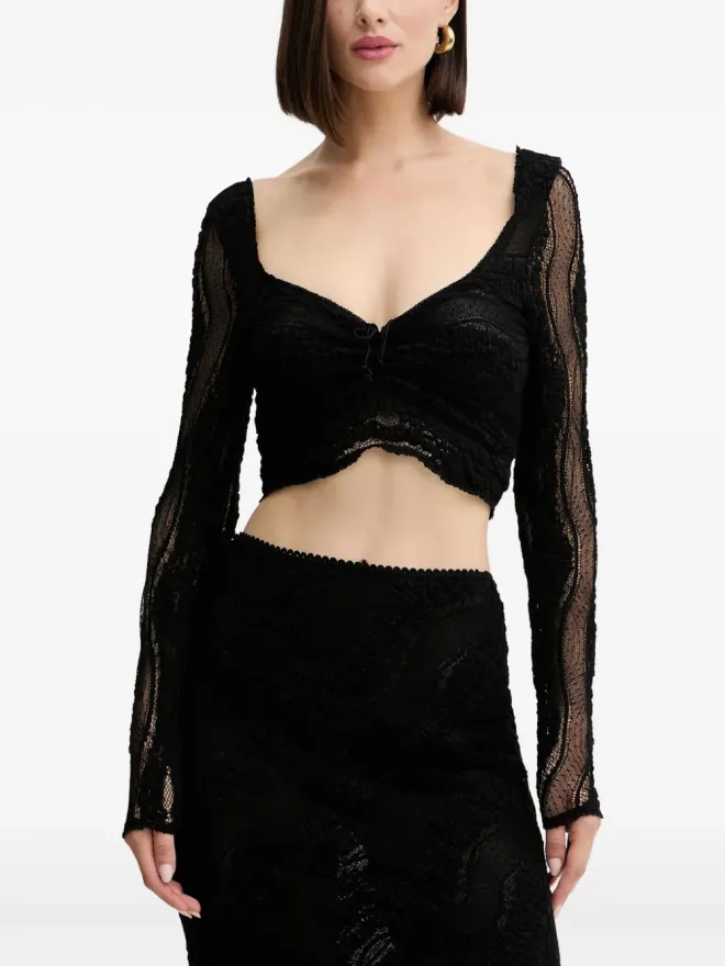 Charo Ruiz Ibiza Charo Ruiz Ibiza ギャザー入りレースブラウス（ブラック）の商品画像