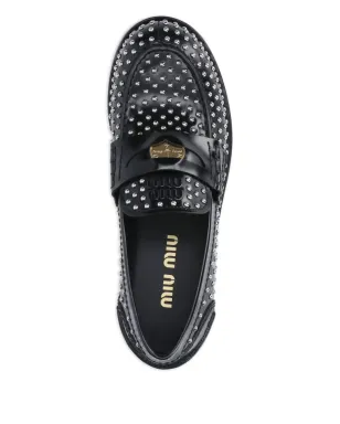 Miu Miu スタッズ付きペニーローファー（ブラック） - サムネイル5