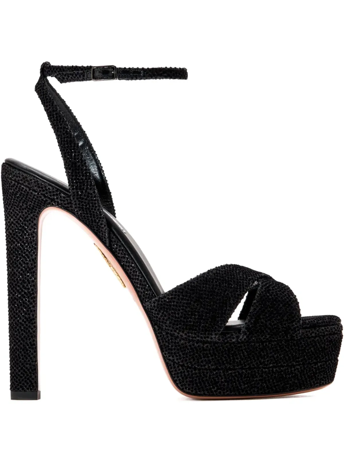 Aquazzura グリッター装飾サンダル ブラック - 画像1