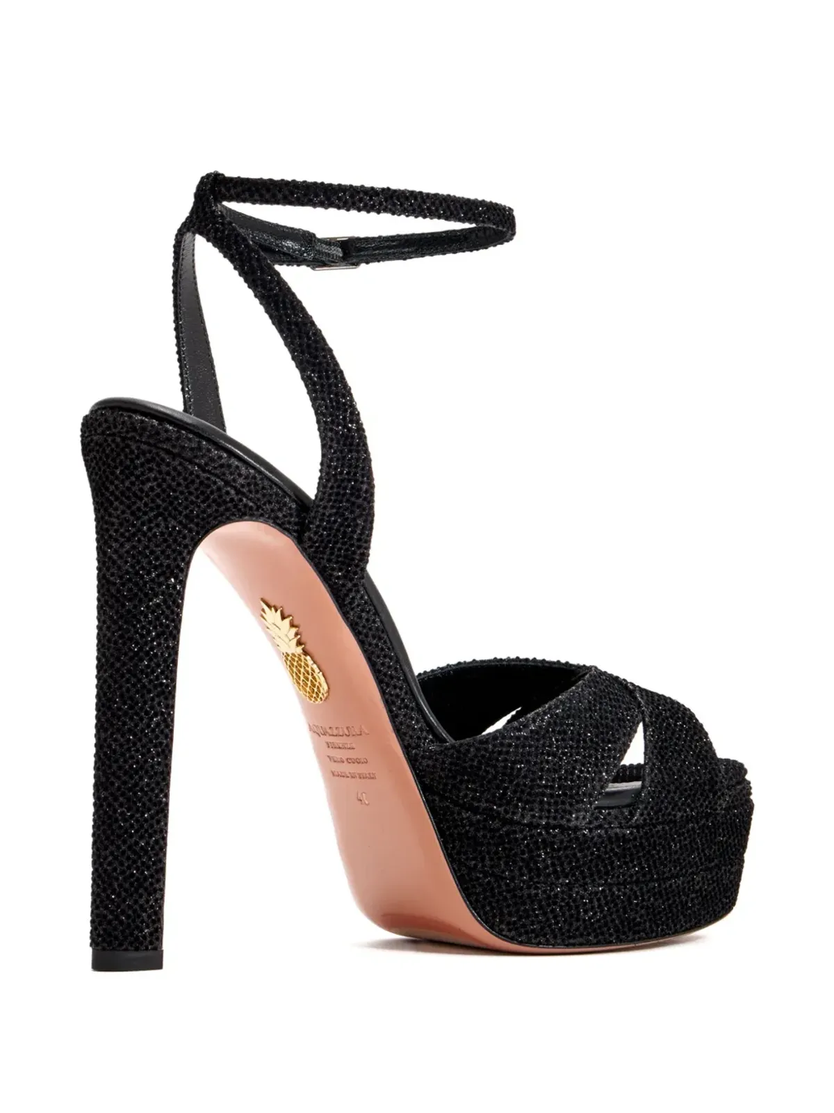 Aquazzura グリッター装飾サンダル ブラック - 画像4