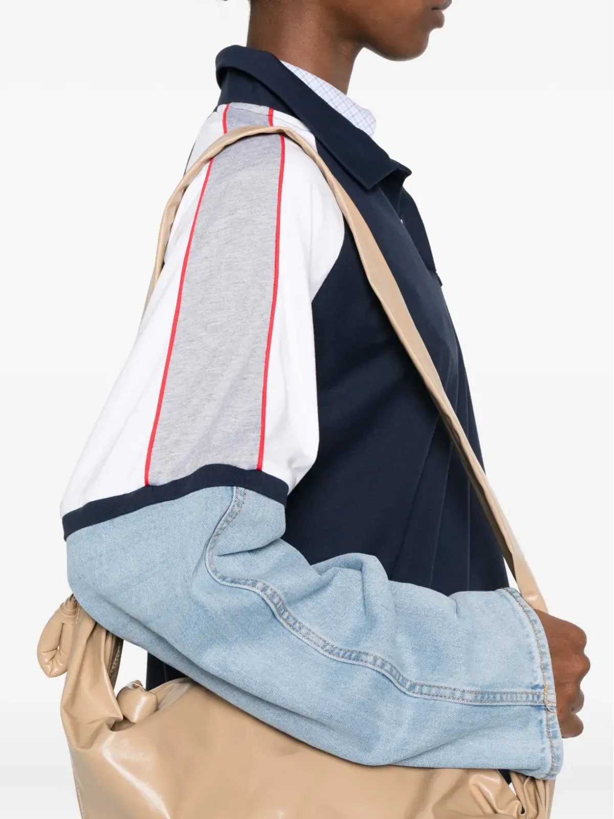 FAÇON JACMIN デニムパネル入りポロトップ - 画像5