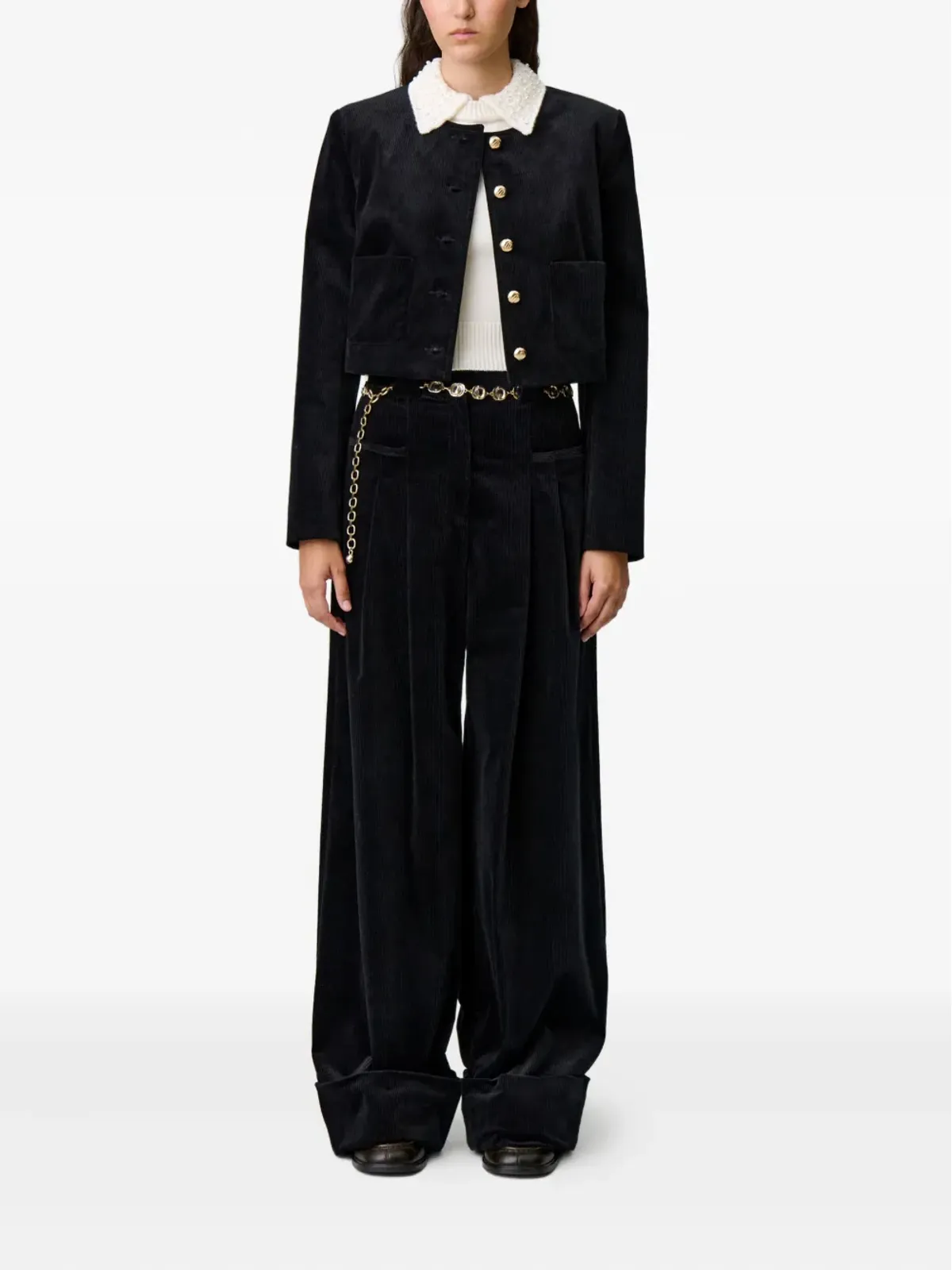 Claudie Pierlot クロップド コーデュロイ ジャケット - 画像2