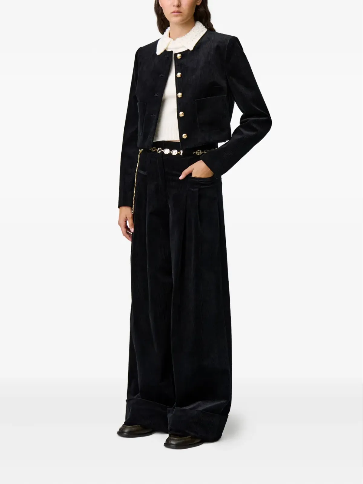 Claudie Pierlot クロップド コーデュロイ ジャケット - 画像3