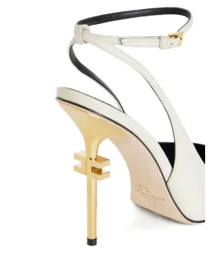 Elisabetta Franchi 105mm Falcon slingback pumps - White - サムネイル3