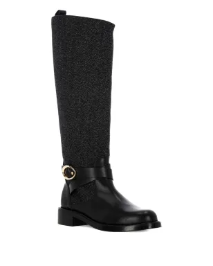 Stuart Weitzman バックルディテール ツイード ブーツ - ブラック - サムネイル2