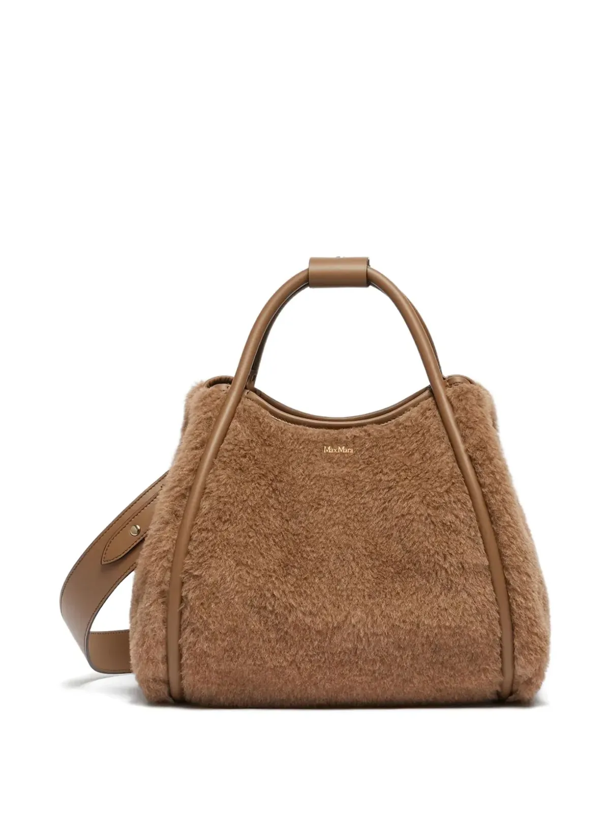 Max Mara シアリングレザー トリム ハンドバッグ - 画像4