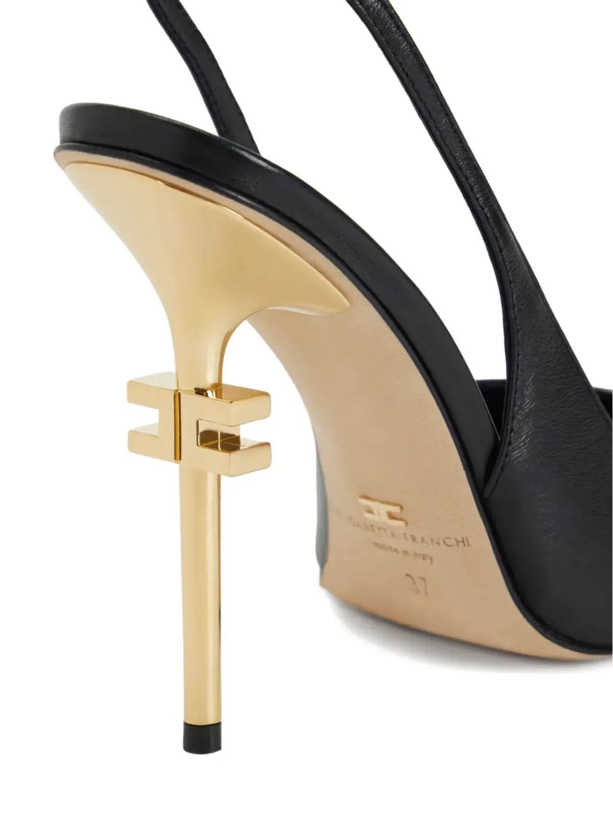 Elisabetta Franchi 105mm Falcon slingback gold-heel pumps - Black - 画像3