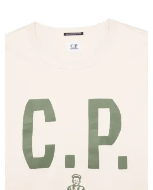 C.P. Company ベージュのマーセライズド クルーネック Tシャツ - サムネイル3