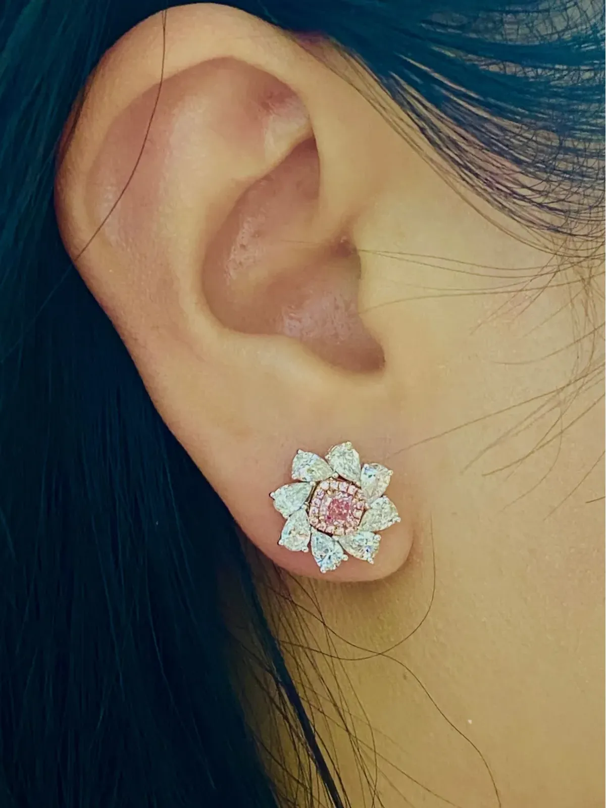 HYT Jewelry 18Kホワイトゴールド＆ローズゴールド ダイヤモンド ピアス - 画像2