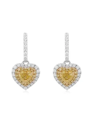 HYT Jewelry 18K イエローゴールドとホワイトゴールド ハート型ダイヤモンド イヤリング - サムネイル1