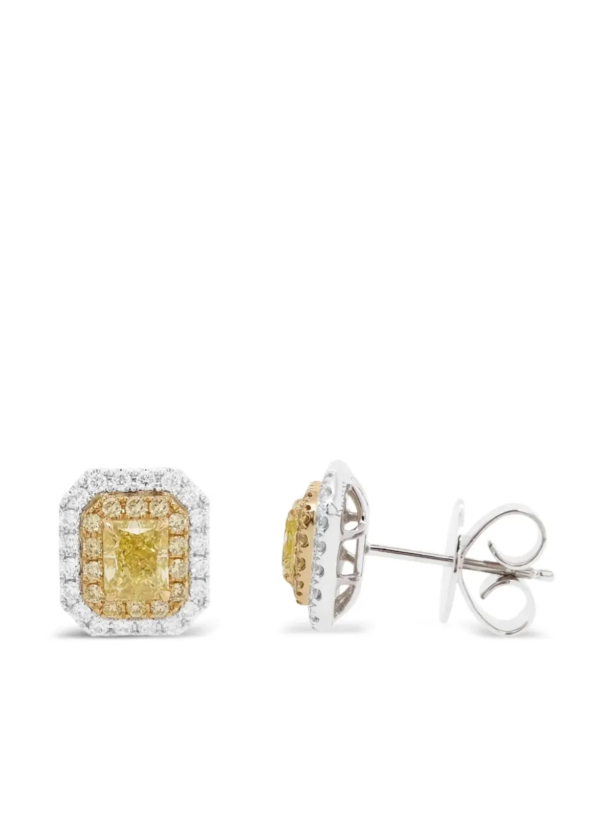 HYT Jewelry 18K yellow and white gold diamond earrings - 画像2