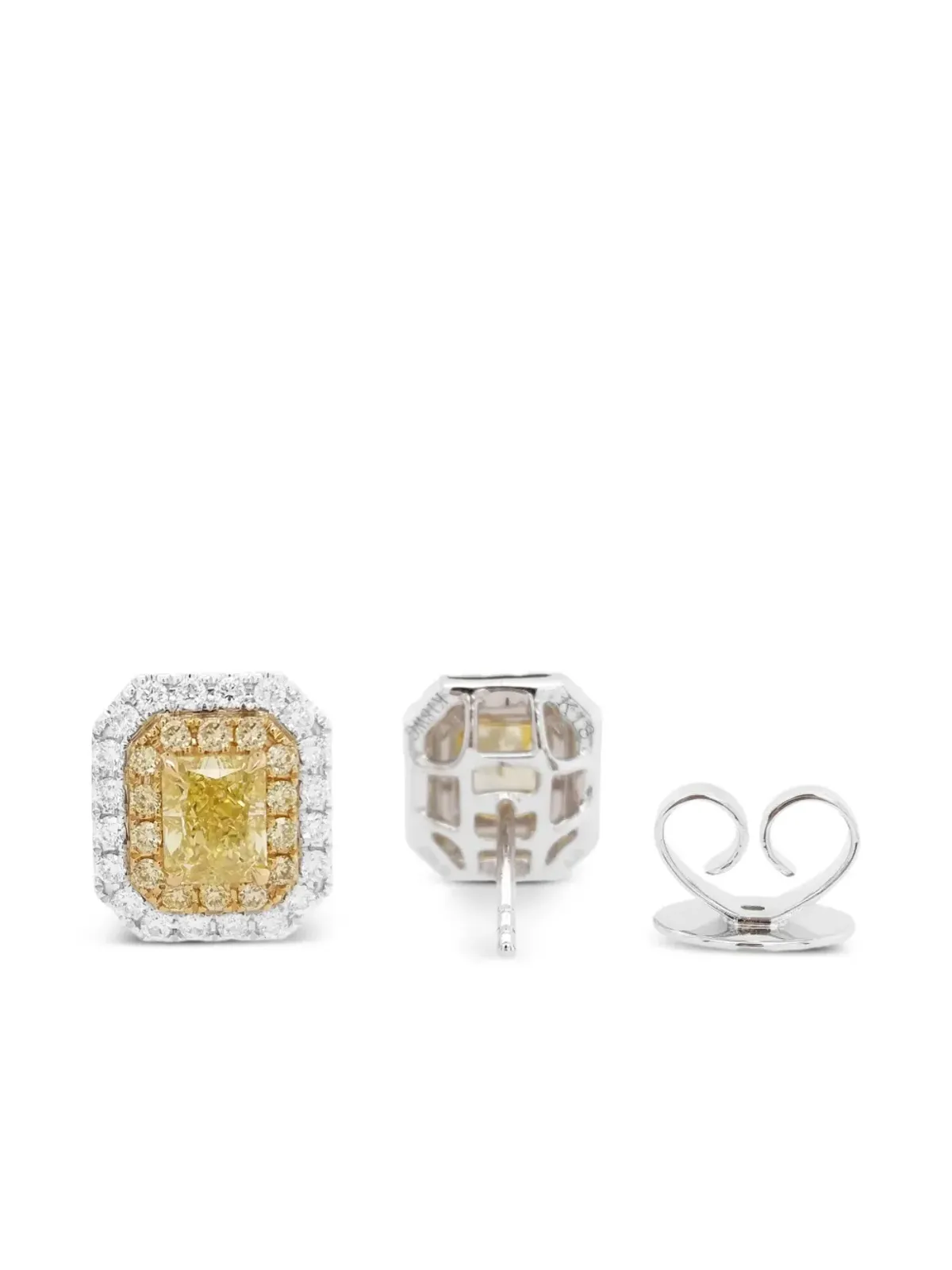 HYT Jewelry 18K yellow and white gold diamond earrings - 画像3