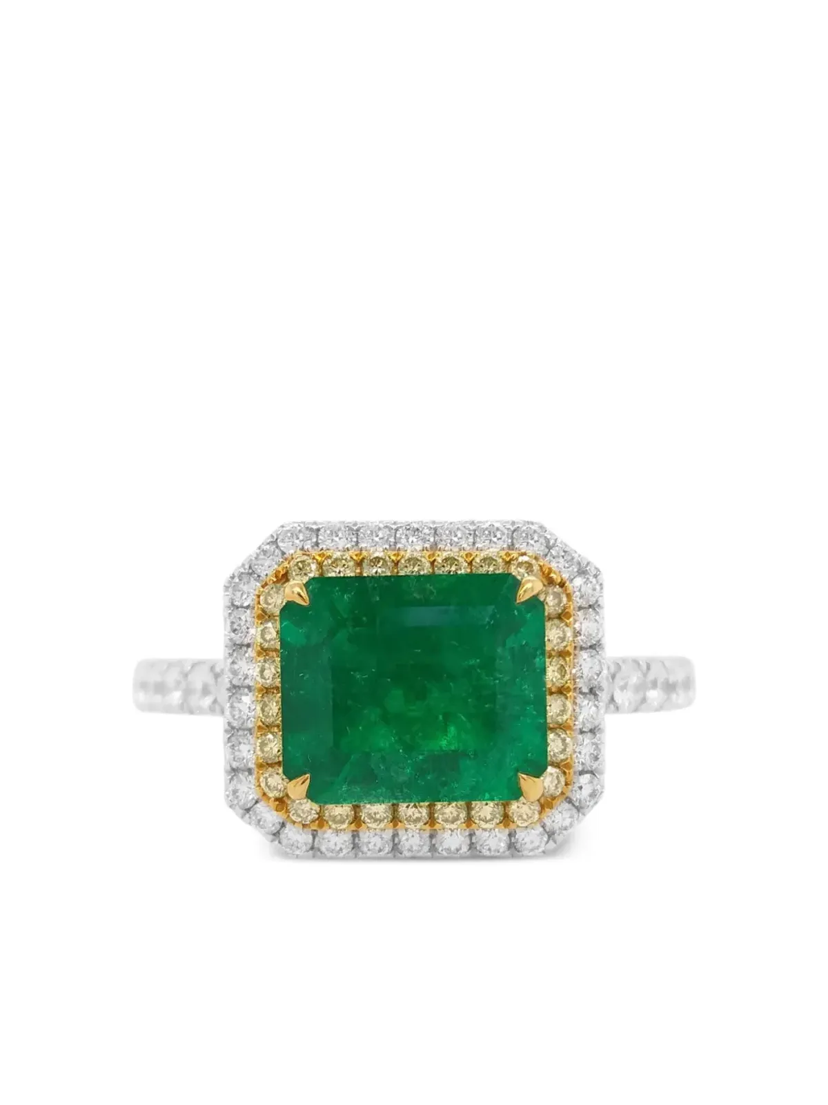 HYT Jewelry 18Kホワイト＆イエローゴールド エメラルド＆ダイヤモンドリング - 画像4