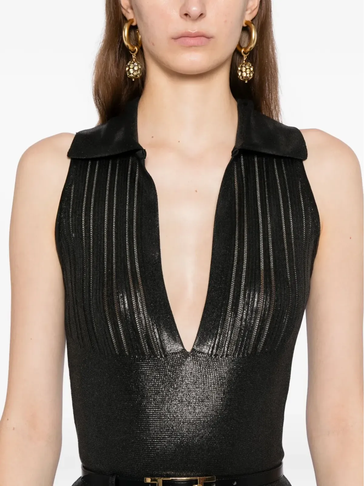Elisabetta Franchi ラミネートニットドレス - Black - 画像5