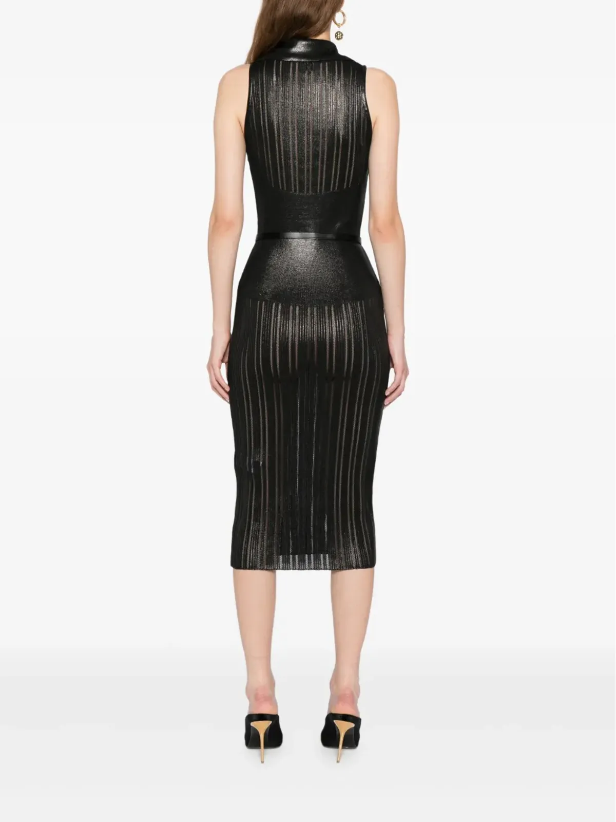 Elisabetta Franchi ラミネートニットドレス - Black - 画像4