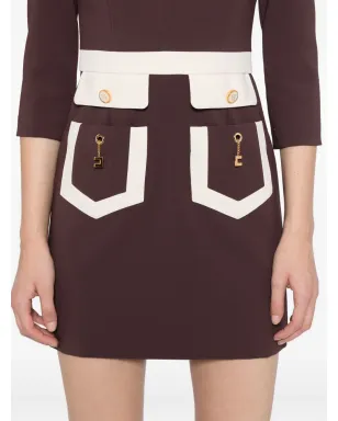 Elisabetta Franchi カラーブロック クレープ ドレス パープル - サムネイル5