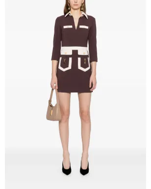 Elisabetta Franchi カラーブロック クレープ ドレス パープル - サムネイル2