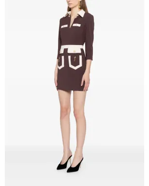 Elisabetta Franchi カラーブロック クレープ ドレス パープル - サムネイル3