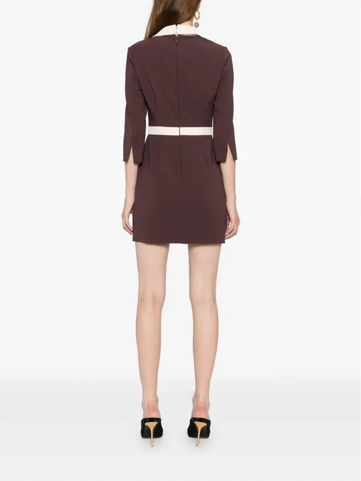 Elisabetta Franchi カラーブロック クレープ ドレス パープル - 画像4