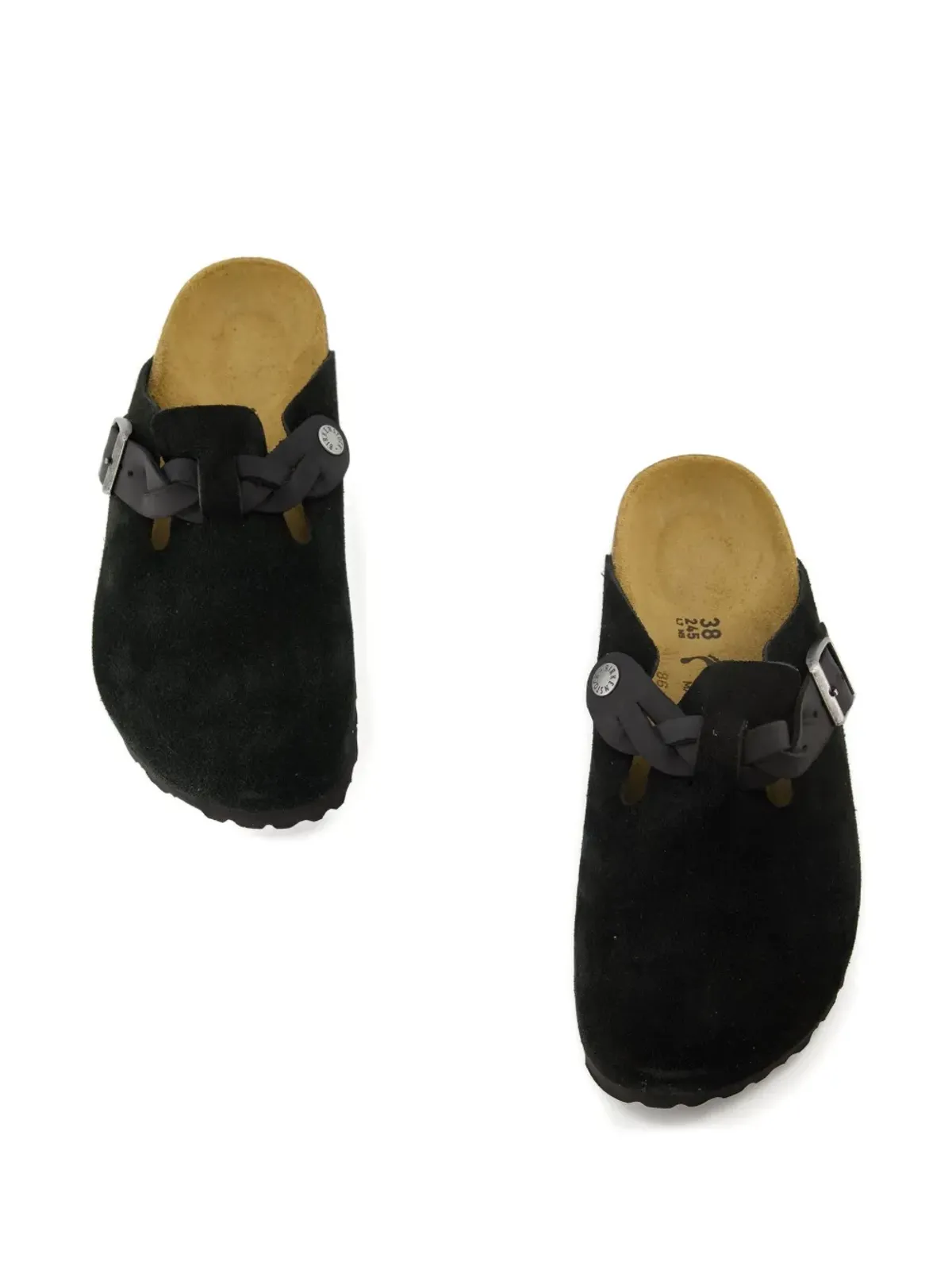 Birkenstock ボストン 編み込みストラップ レザー ミュール - 画像3