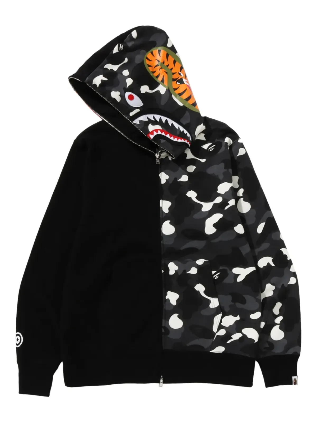 A BATHING APE® Cityカモタイガーシャーク ジップアップフーディー - ブラック - 画像3