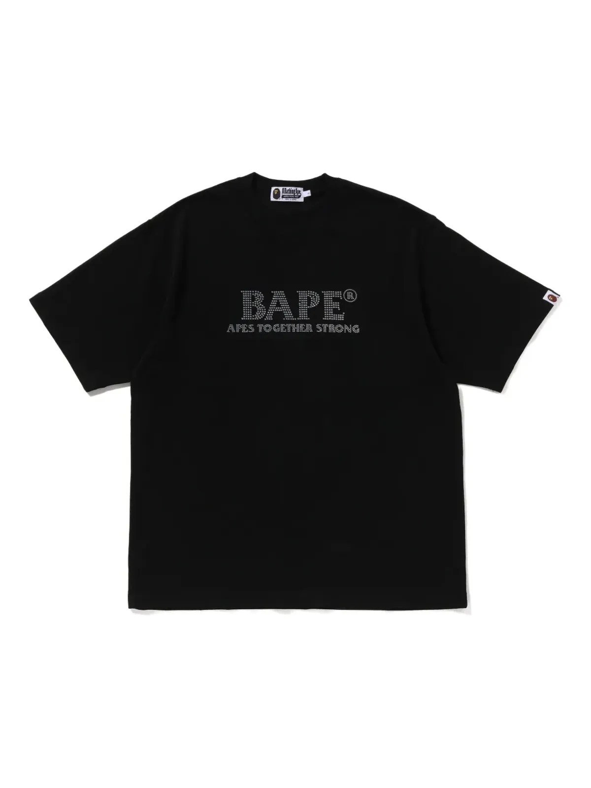 A BATHING APE® ラインストーン ロゴTシャツ ブラック - 画像1