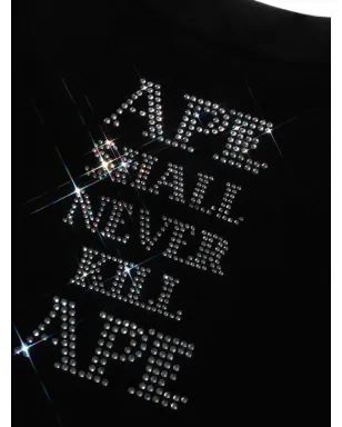 A BATHING APE® ラインストーン ロゴTシャツ ブラック - サムネイル4