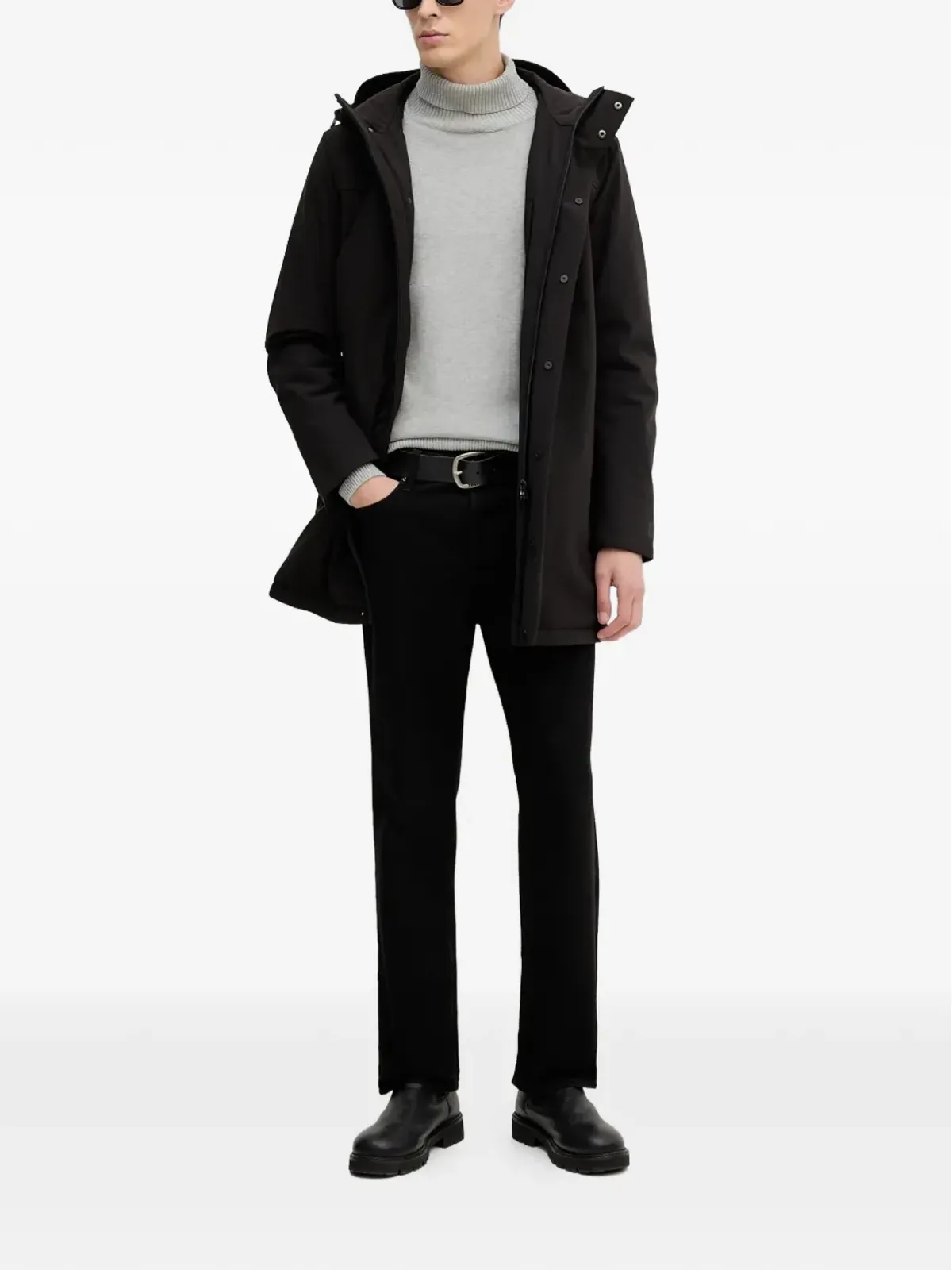 Trussardi ジップアップパーカコート（ブラック） - 画像2