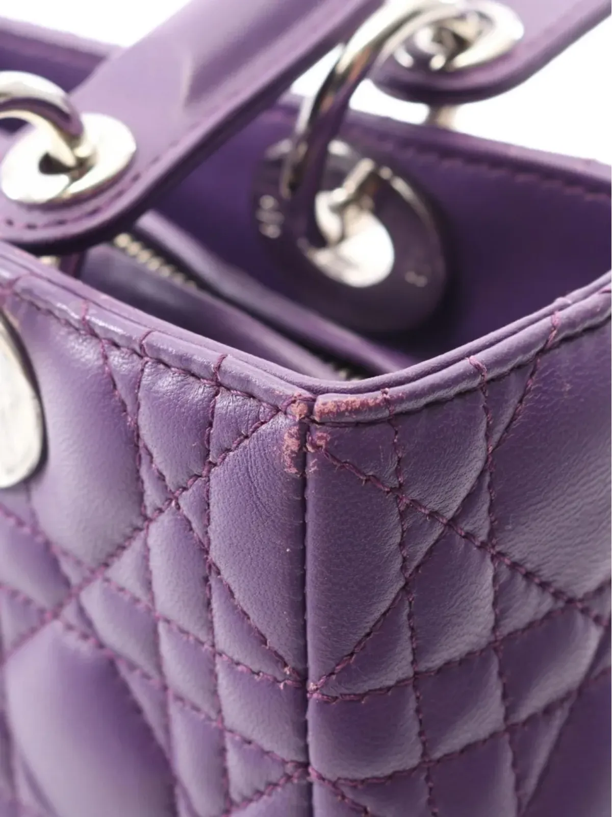 Christian Dior Pre-Owned 2000s レディディオール キルテッドレザー ハンドバッグ - Purple - 画像3