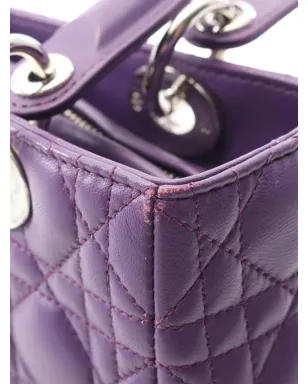Christian Dior Pre-Owned 2000s レディディオール キルテッドレザー ハンドバッグ - Purple - サムネイル3