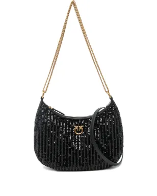 PINKO mini Half Moon sequinned shoulder bag - Black - サムネイル1