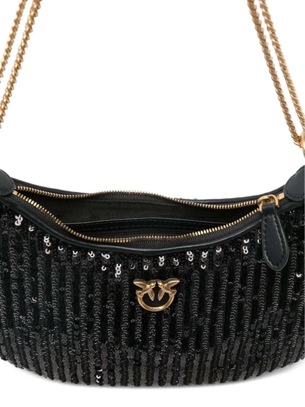 PINKO mini Half Moon sequinned shoulder bag - Black - 画像5