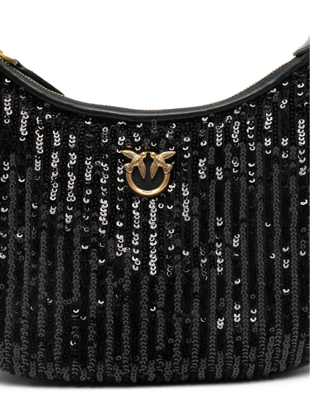 PINKO mini Half Moon sequinned shoulder bag - Black - 画像4