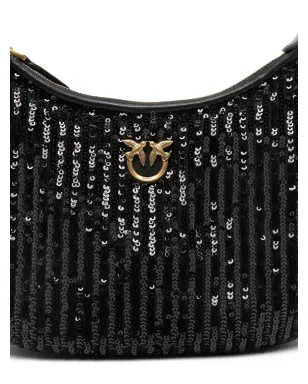 PINKO mini Half Moon sequinned shoulder bag - Black - サムネイル4
