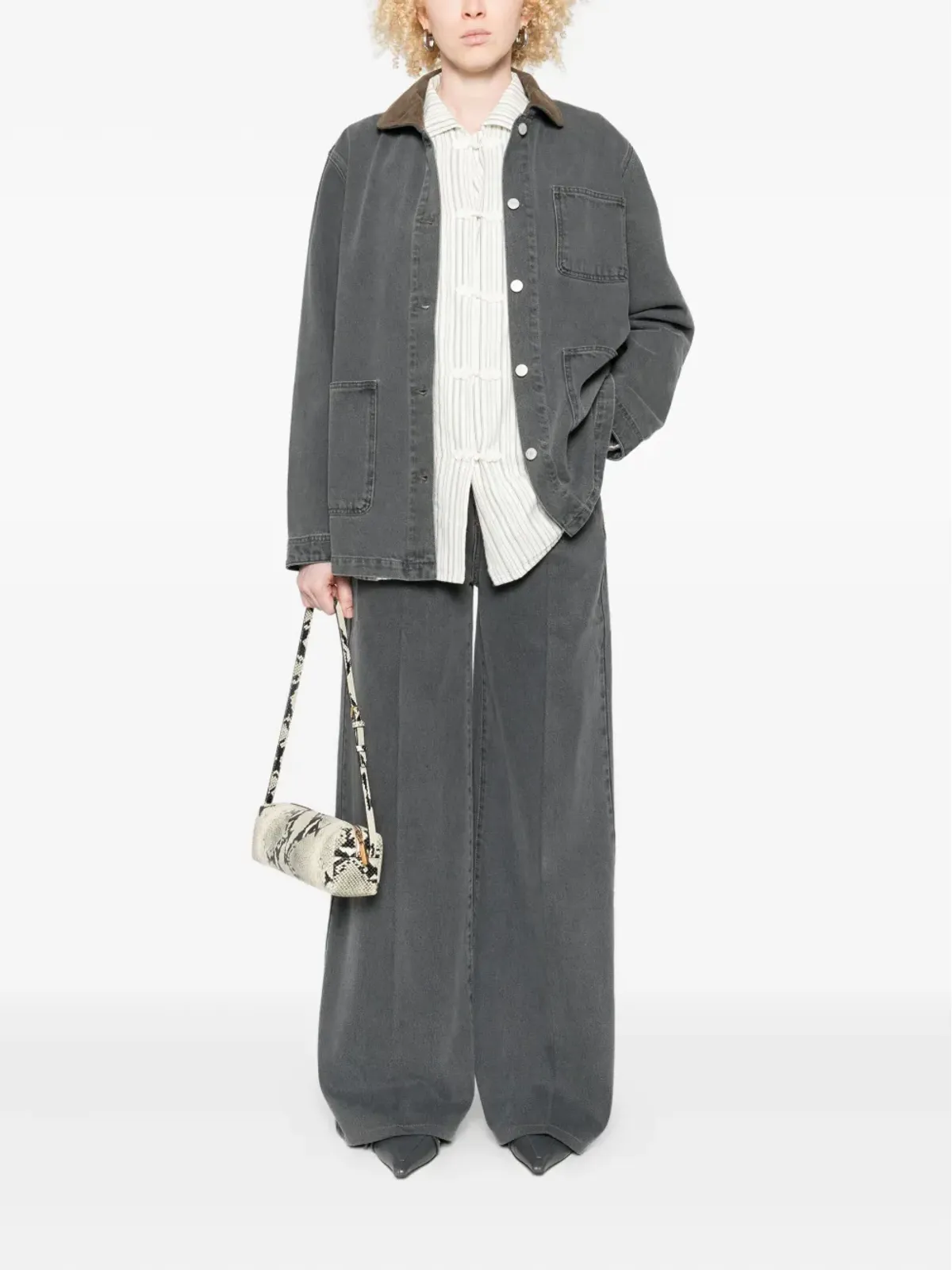 Officine Generale コーデュロイ襟付きデニムジャケット - 画像2
