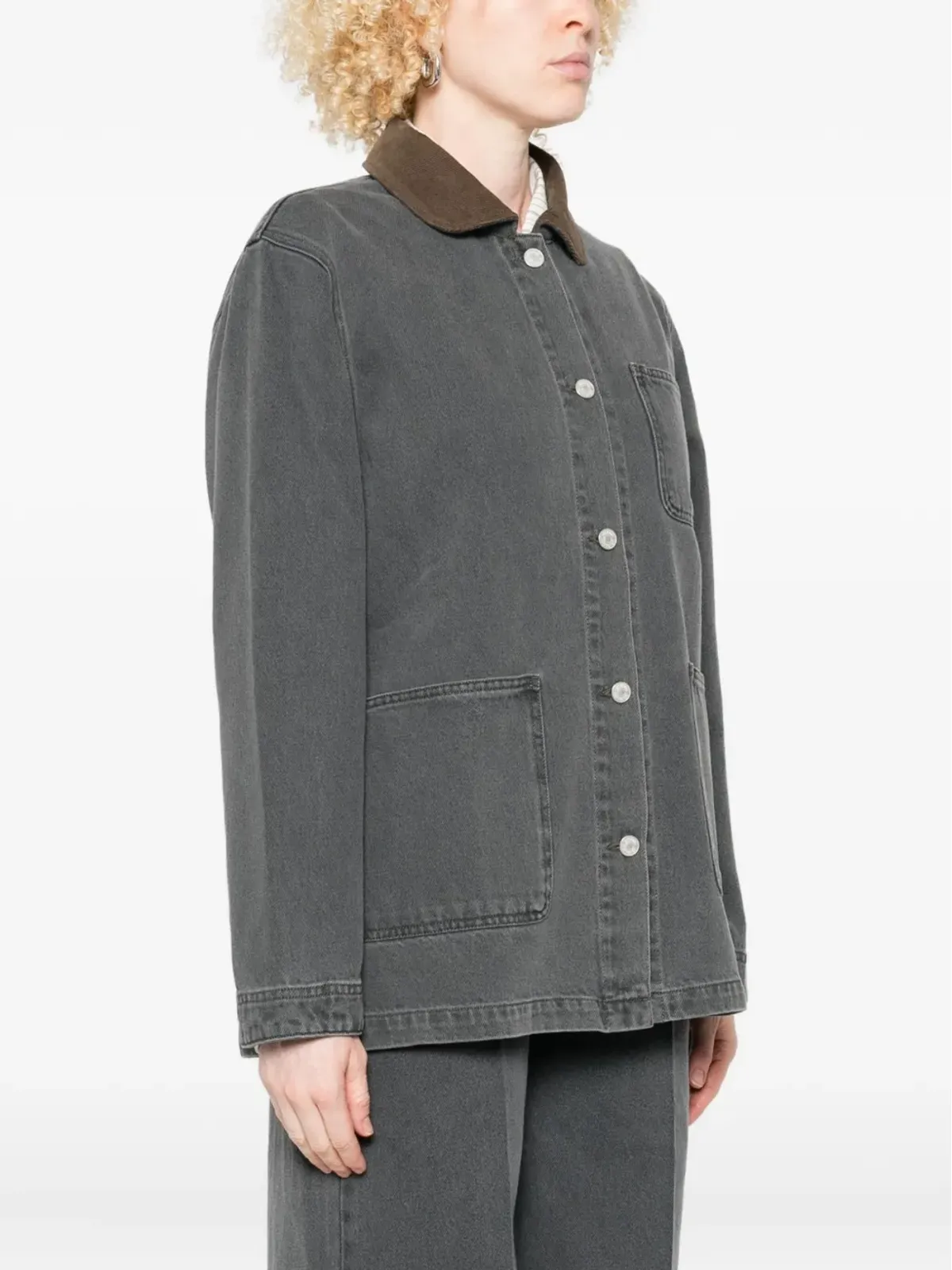 Officine Generale コーデュロイ襟付きデニムジャケット - 画像3