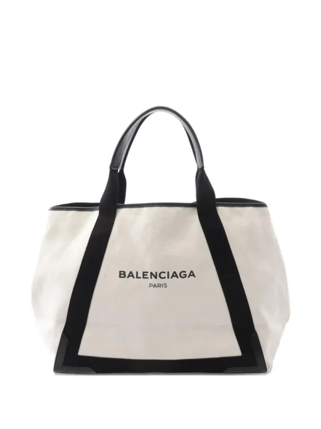 Balenciaga Pre-Owned Balenciaga Pre-Owned 2000s ロゴプリント レザー トリム トートバッグの商品画像