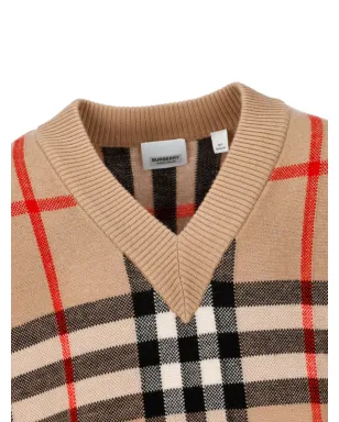 Burberry Kids チェック柄 Vネック ウール混紡ドレス - サムネイル3