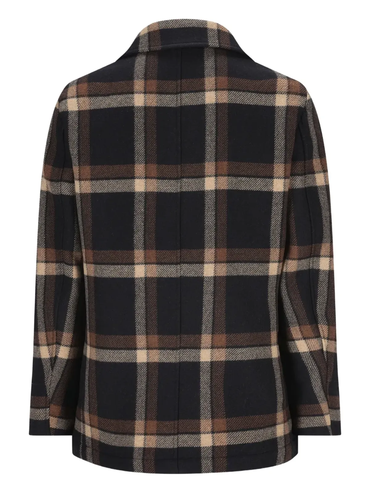 Camplin チェック柄ピーコート ダブルブレスト ブルー - 画像2
