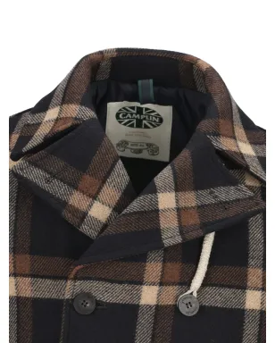 Camplin チェック柄ピーコート ダブルブレスト ブルー - サムネイル3