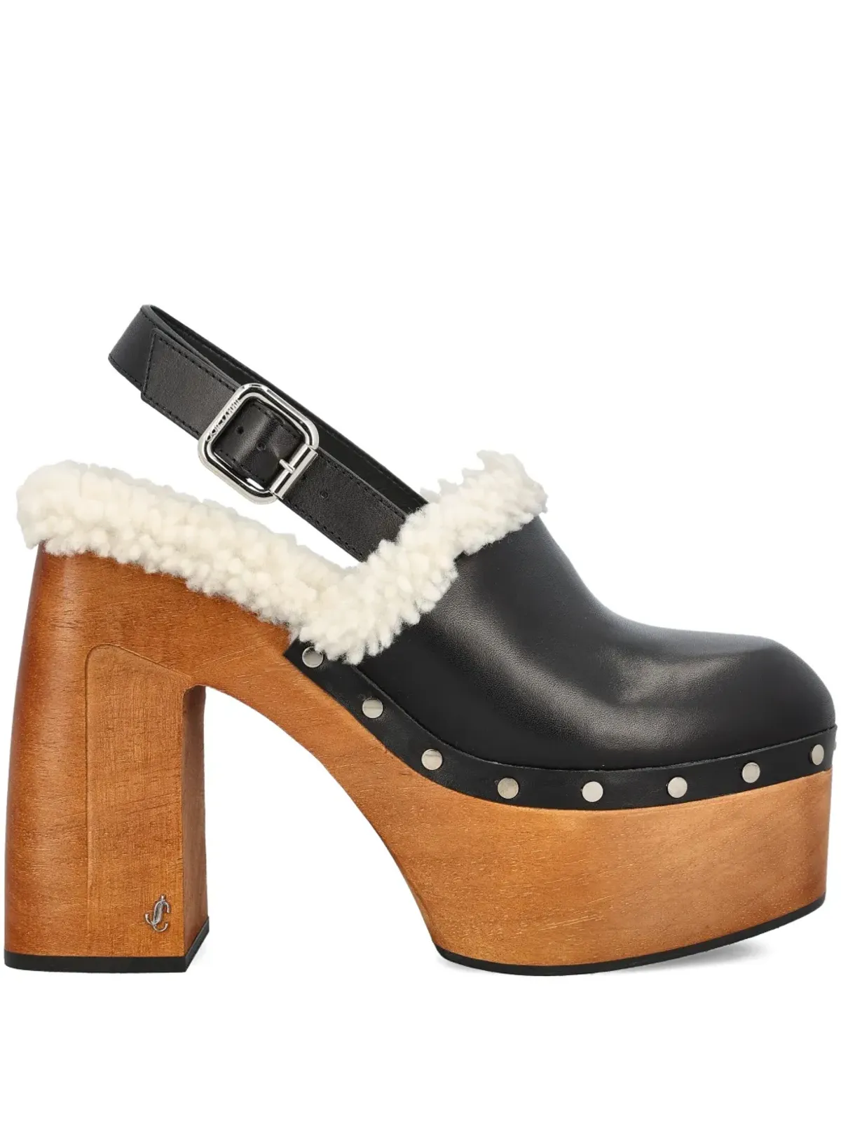 Jimmy Choo leather platform sheepskin sandals - Black - 画像1