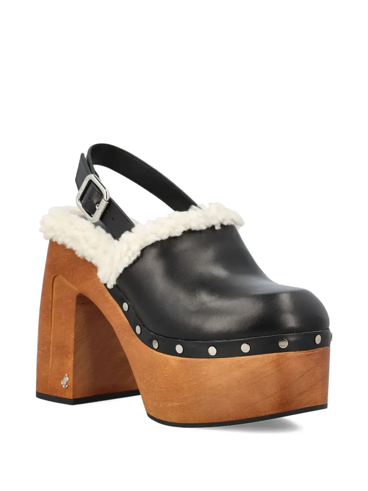 Jimmy Choo leather platform sheepskin sandals - Black - 画像2